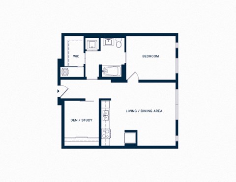Floor plan for 1 bed, 1 bath, 875 sqft